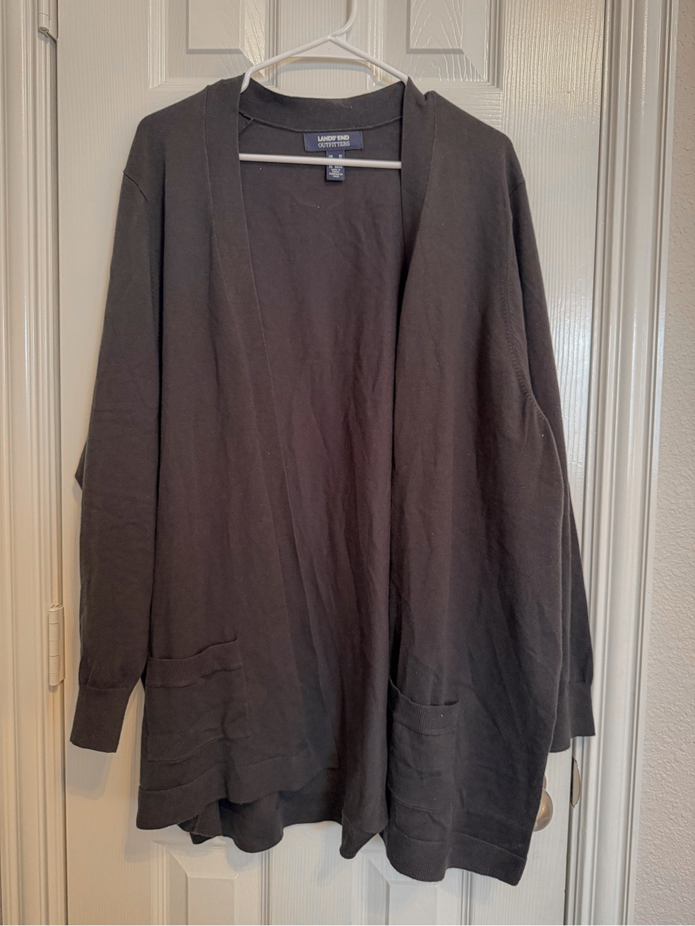 Lands’ End Outfitters 3X Black Open Front Long Cardigan Pockets Plus Size